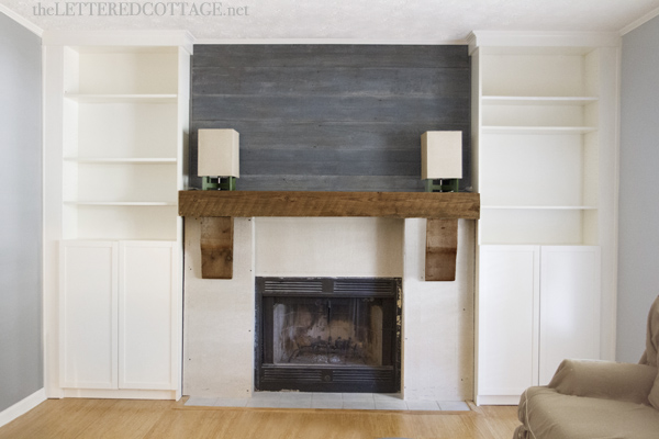 Fireplace Makeover Rustic Mantel