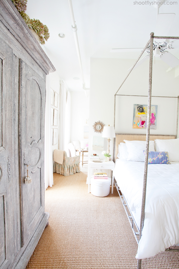 Atchison Home | Canopy Bed | Gray Armoire