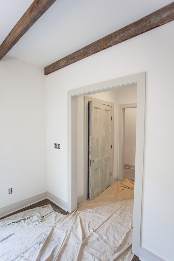 Rustic Beam Boards | Revere Pewter Trim | White Dove Walls | Old Chippy Doors