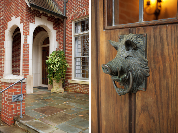 European style brick house | Hog door knocker