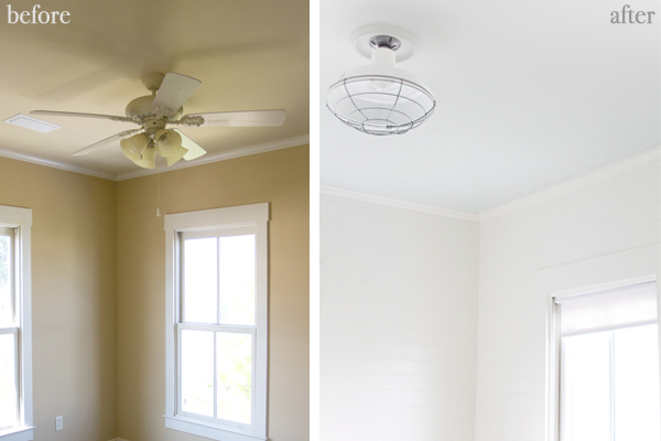 Farmhouse lighting | Barnlight Electric | Gray Owl ceiling | Simply White walls