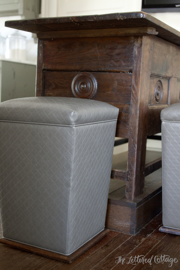 Quilted Gray Bar Stools | Ashley Gilbreath Interiors | Montgomery Alabama | Old Cloverdale House | Antique Bar