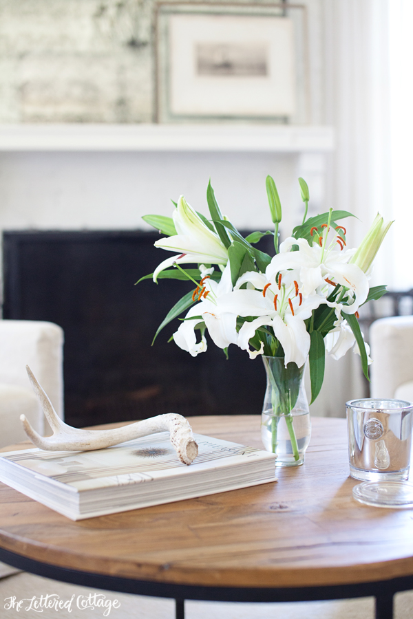 Coffee Table | Decor | Flowers | Antler | Wood and Iron