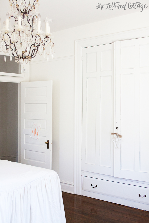 Girls Bedroom | White | Crystal Chandelier | Transom Window