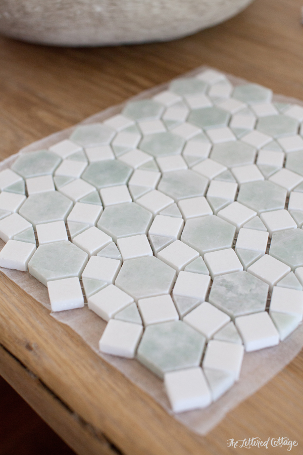 Ming Green and Thassos White Sunflower Tile | The Lettered Cottage Kitchen