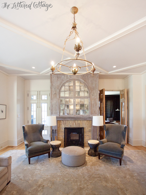 Living Room | Fireplace | Wingback Chairs | Chandelier | Phillip Sides Interior Design | Portis Home