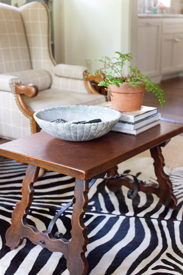 Living Room Coffee Table | Zebra Rug | Ashley Gilbreath Interiors