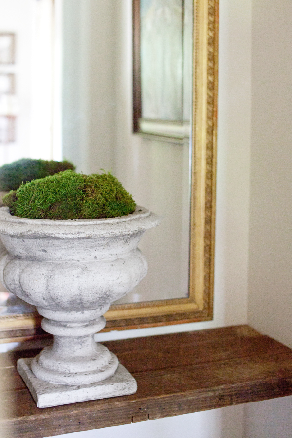Urn with Moss | Ashley Gilbreath Interiors