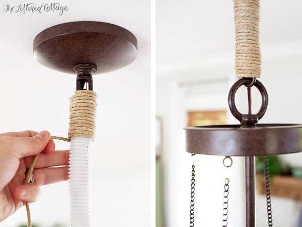 DIY Chandelier Chain Cover | The Lettered Cottage