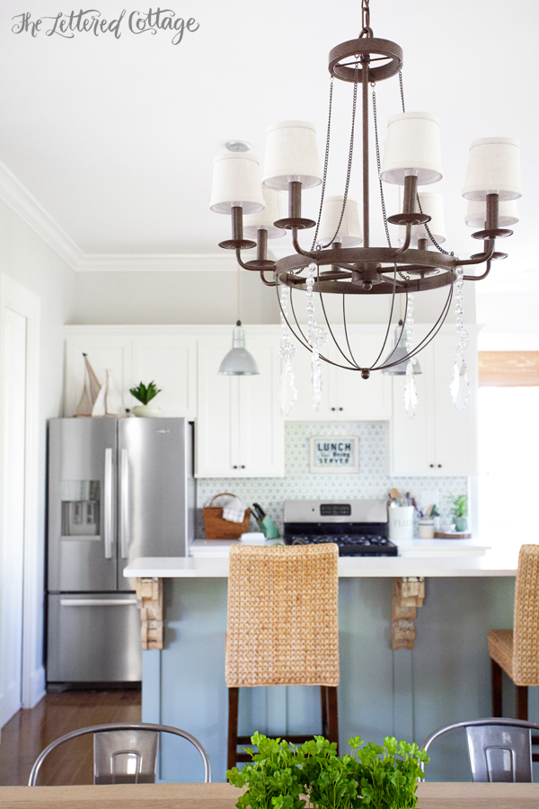 The Lettered Cottage | Dining Chandelier from Ballard Designs with Chandelier Crystals