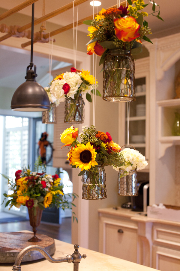 Fall Flower Arrangments | Hanging Jars | Evan G Cooper
