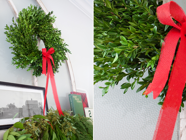 Boxwood Wreath | Red Bow | Christmas Decorating | The Lettered Cottage