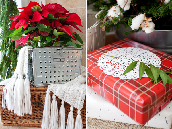 Christmas Decorating | Plaid Wrapping Paper | Locker Basket Poinsettia