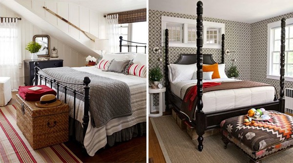 Red Black Cottage Style Bedrooms