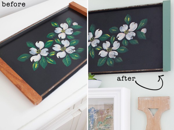 Vintage Tray | Dogwood Floral Painting | Before and After
