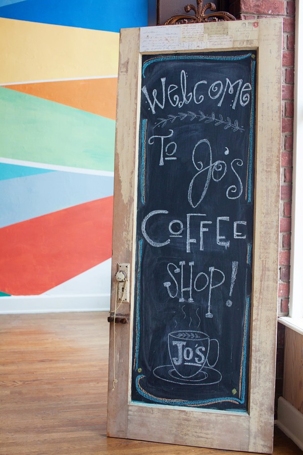Welcome To Jos Coffee Shop | Door Sign Chalkboard
