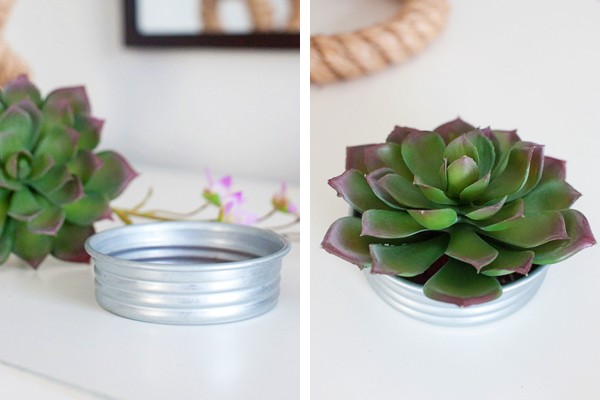 Succulent in jar lid | Michaels | Craft | Faux Plant