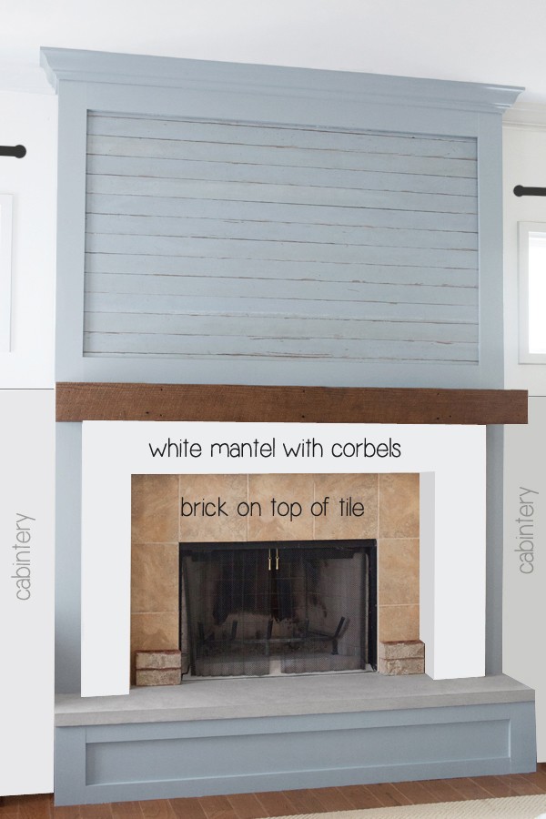 Fireplace Makeover | During Remodel | Cottage | Farmhouse | Blue Gray