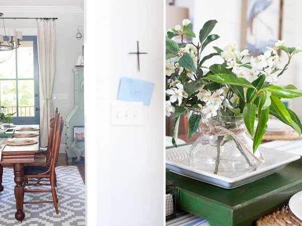 Cottage | Farmhouse | Dining Room | Antique Table and Chairs | RugsUSA Homespun Trellis