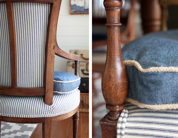 Farmhouse Dining Chair | Denim | Ticking | The Lettered Cottage