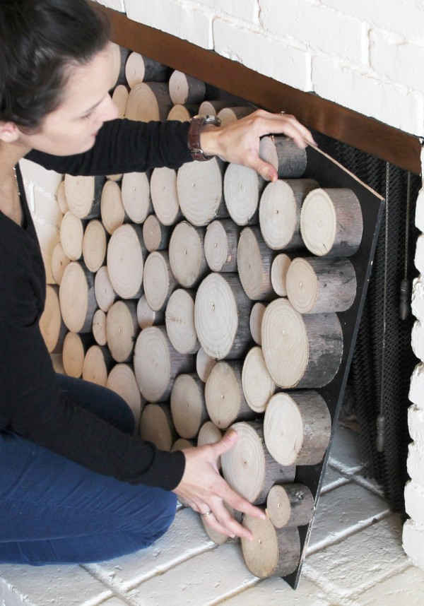 Faux Stacked Log | Fireplace Facade | Pepper Design Blog
