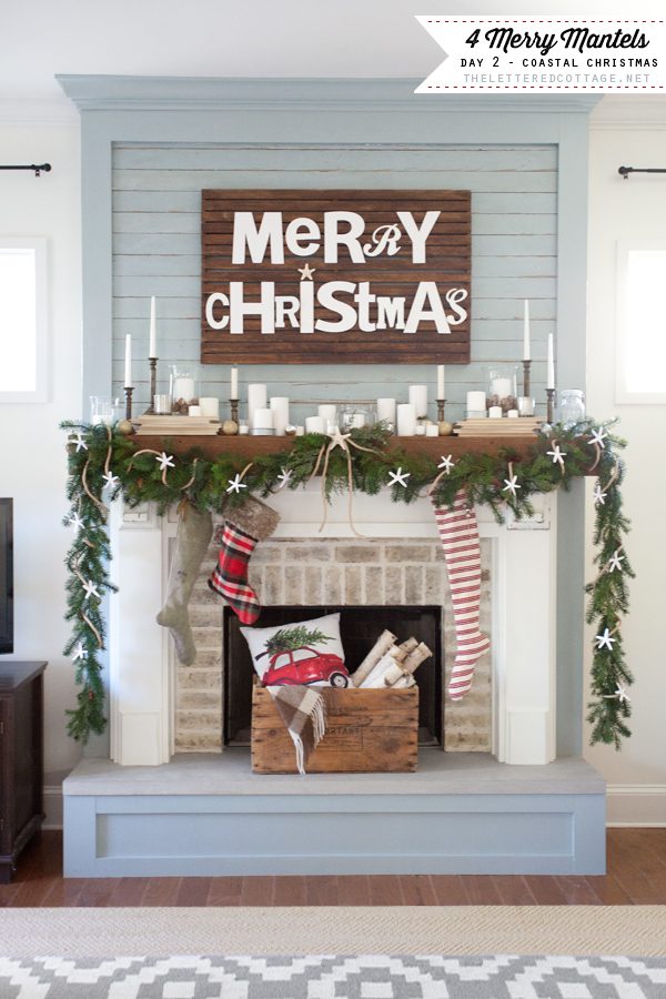 Coastal Christmas Mantel | The Lettered Cottage | Decorating Series