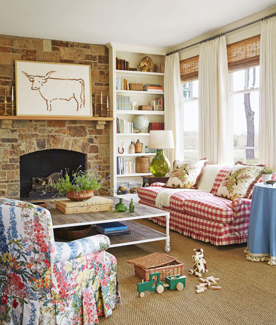 Peppermint Bliss Blog | Living Room Window Treatments | Cow Painting