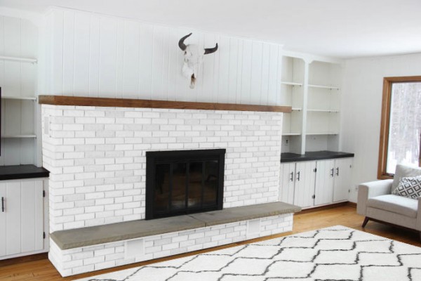 Brick Fireplace Makeover | Bright Green Door Blog | White