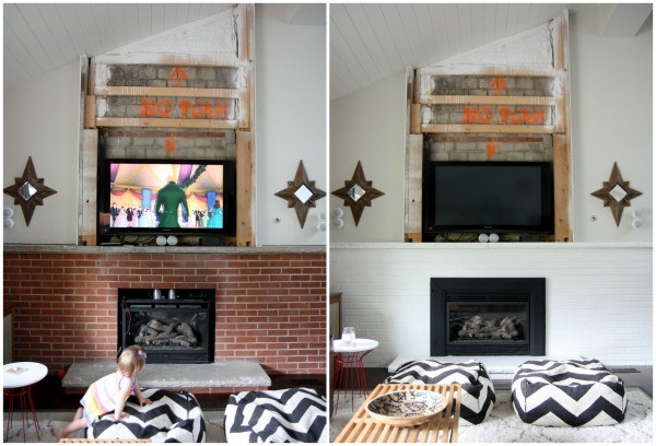 House Tweaking | Painted Brick Fireplace