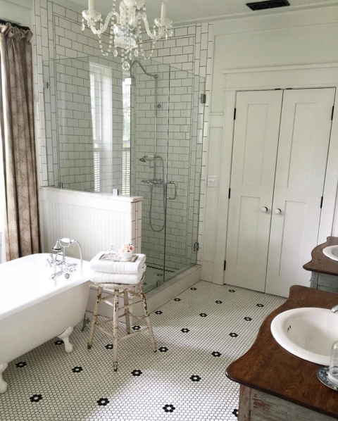 BlessedMommaToBabyGirls on Instagram | Farmhouse Bathroom