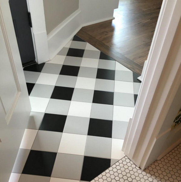 Nikki_Grandy on Instagram | Buffalo Checked Tile Flooring