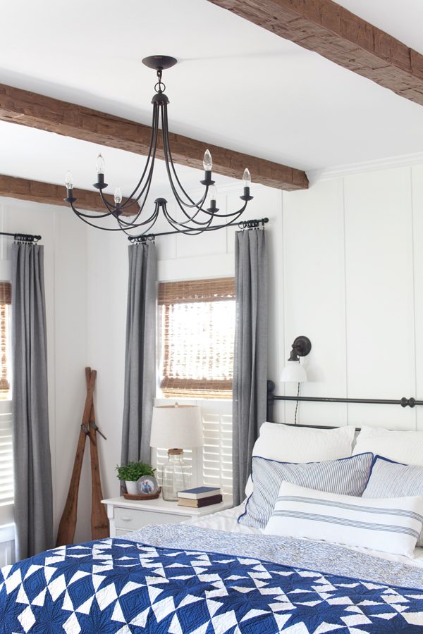 The Lettered Cottage | AZ Faux Wood Beams | Farmhouse Lake Cottage Style Master Bedroom | Makevoer