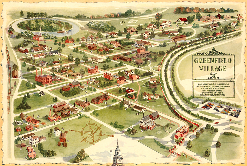 Greenfield Village Map Postcard - The Lettered Cottage