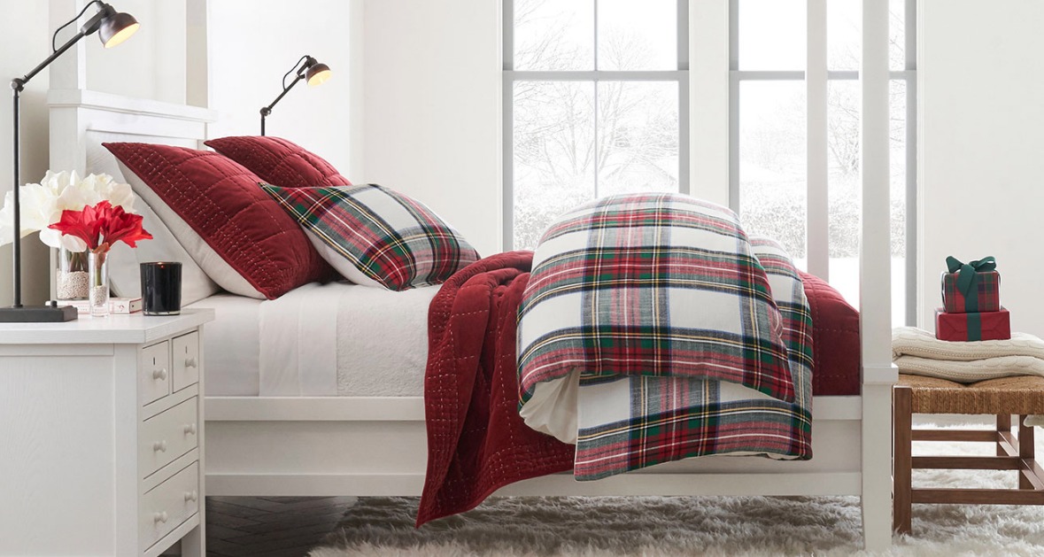 Christmas plaid outlet bed skirt